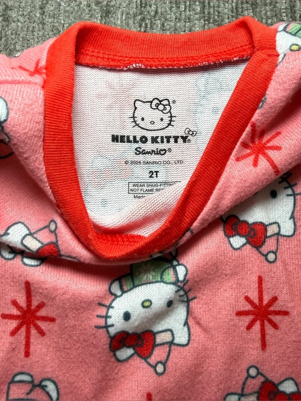 Hello Kitty Pink Holiday Kids Pajama Set 2T